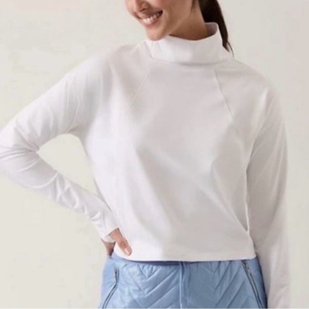 Athleta White Long Sleeve Turtleneck Top
